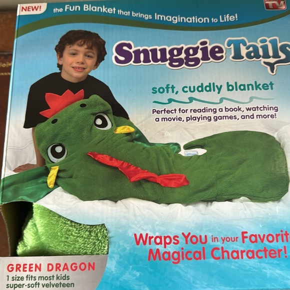 SNUGGIE TAILS DRAGON SOFT CUDDLY BLANKET New 1 Size Fits Most Kids Green. New - Picture 3 of 6